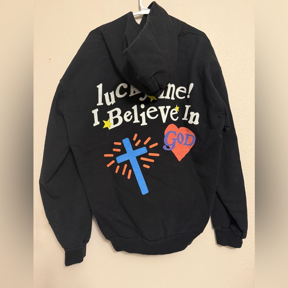 Black Hooded Kids Sweatshirt with Colorful Faith Graphic